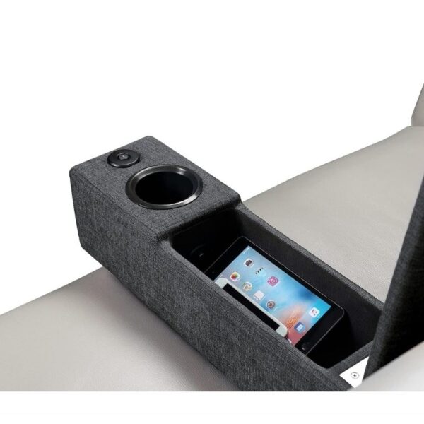 Nº0039 – Apoio de braço removível Power Armrest para sofá ou sofá com carregador sem fio suporte de copo único e armazenamento (preto)