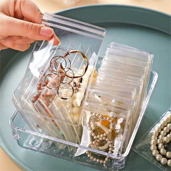 Nº0136 – 20Pcs Caixa De Jóias Transparente Anti Oxidação Brincos Colar Manual Saco De Armazenamento Portátil
