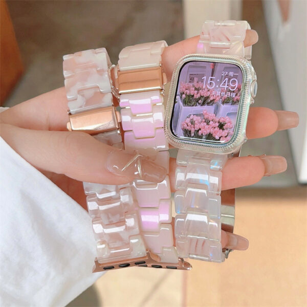 Nº0135 – Pulseira De Resina De Luxo Feminina Para Relógio iwatch Série 8 7 41mm 45mm 6 se 5 4 38mm 40mm 42mm 44mm 3 2 1 Laço Esportivo Ultra 49mm