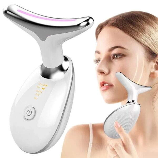 Nº0035 – Portátil Beleza Pele Firmeza Pescoço Led Vibração Fóton Levanta A Anti-Rugas Remover Massageador