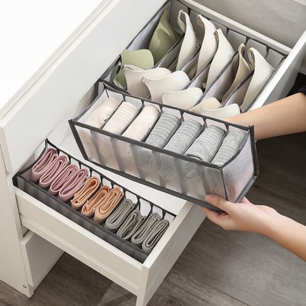 Nº0148 – Organizador De Gaveta 32X12x12 Com 7 Divisórias Dobrável Guarda Peças Intimas Sutiã Meias Universal