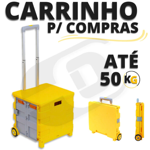 Nº0089 – Carrinho de Compras Portátil, vira Maleta Feira, Mercado, Dobrável 50Kg
