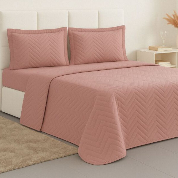 Nº0145 – Cobre Leito King Colcha King 3 Peças Tecido Premium 2,80cm x 2,50cm