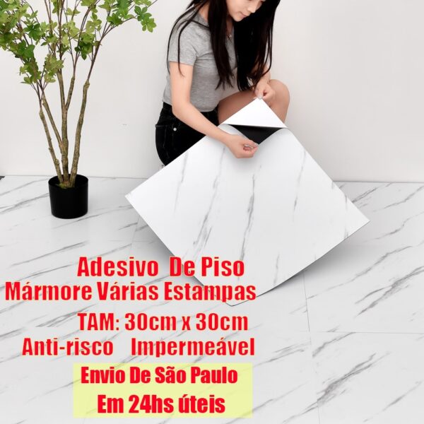 Nº0587 – 3 PEÇAS Adesivo Para Piso Chão Impermeável Mármore Decoração Da Parede Antirrisco