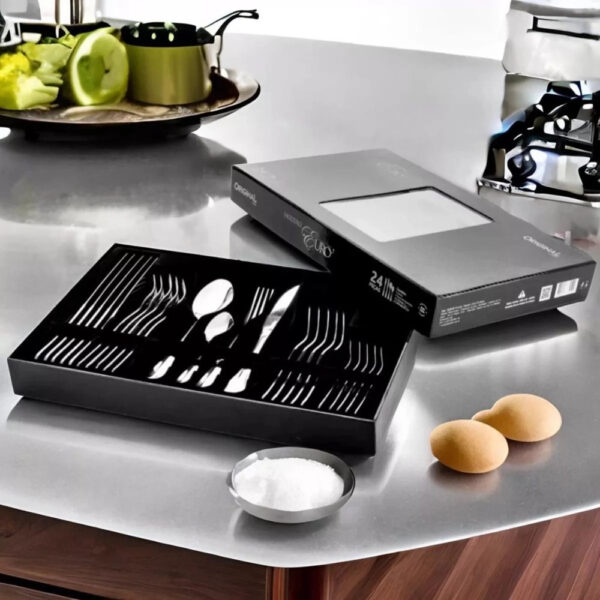 Nº0545 – Jogo De Cozinha 24 Talheres Inox Faqueiro Colher Garfo Euro Luxo Euro Original Line Presente Casamento Casa Nova Chá de Panela