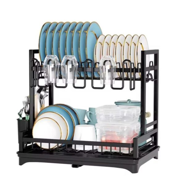 Nº0269 – Escorredor de Louças 2 Andares Preto Rack