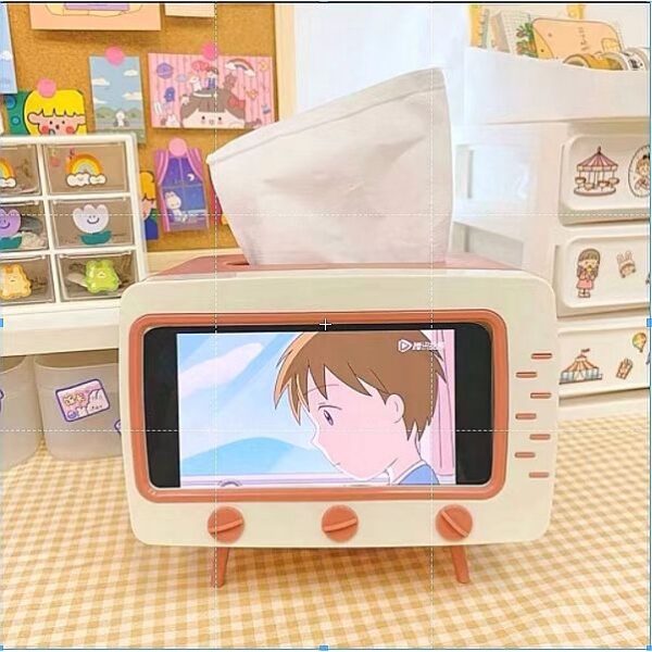 Nº0584 – Criativo E Bonito Conjunto De TV Em Forma De Caixa De Papel Toalha Para Celular Papelão Multifuncional De Mesa