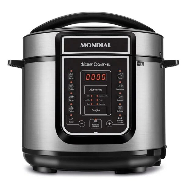 Nº0244 – Panela Elétrica de Pressão 5 Litros Antiaderente Master Cooker PE-38 900W 220V Preto Inox Mondial