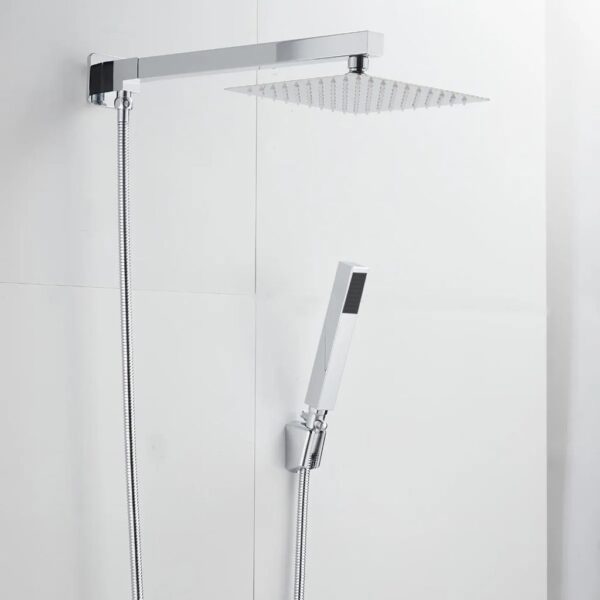 Nº0556 – Kit Ducha Metal Inox 20x20cm Com Desviador Manual Completa Dc-7017c