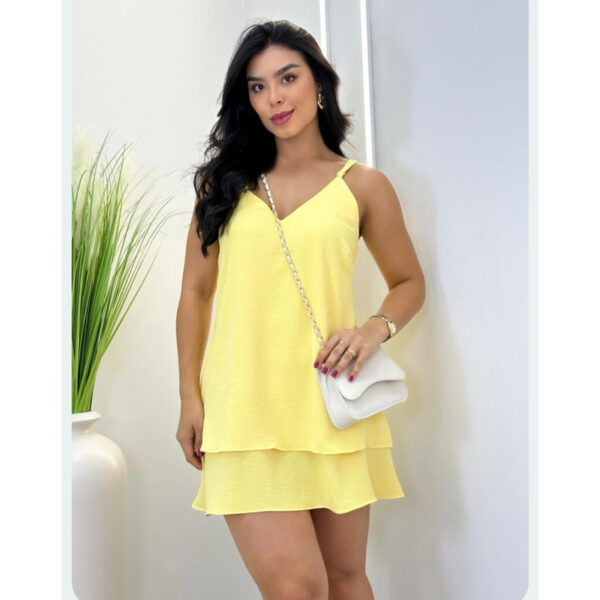 Nº0407 – Vestido Feminino Isabella Alça no Tecido Duna Com Babado Super Tendência Verão.