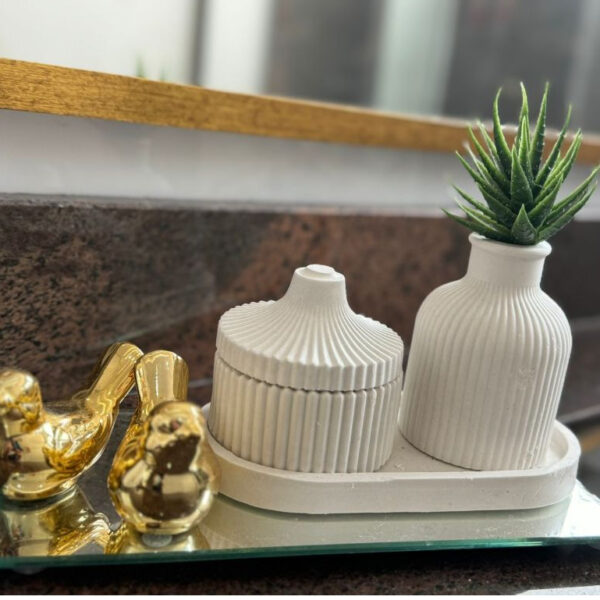 Nº0320 – Kit 3 peças Decorção Porta Joia + Vaso + Bandeja