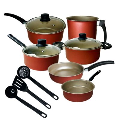 Nº0623 – Jogo Panela Caçarola Conjunto Kit 9 Pçs Antiaderente Tampa Vidro Teflon