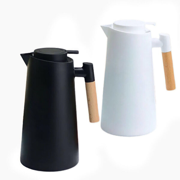Nº0356 – Garrafa A Vácuo De Café Chá Térmica 1L Cabo De Madeira