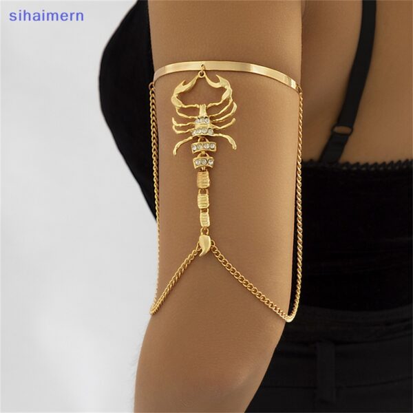 Nº0395 – sihaimern Punk Hip Hop Rhinestone Pulseira Tassel Mulher Homens Escorpião Gótico Bandas De Braço Jóias BR