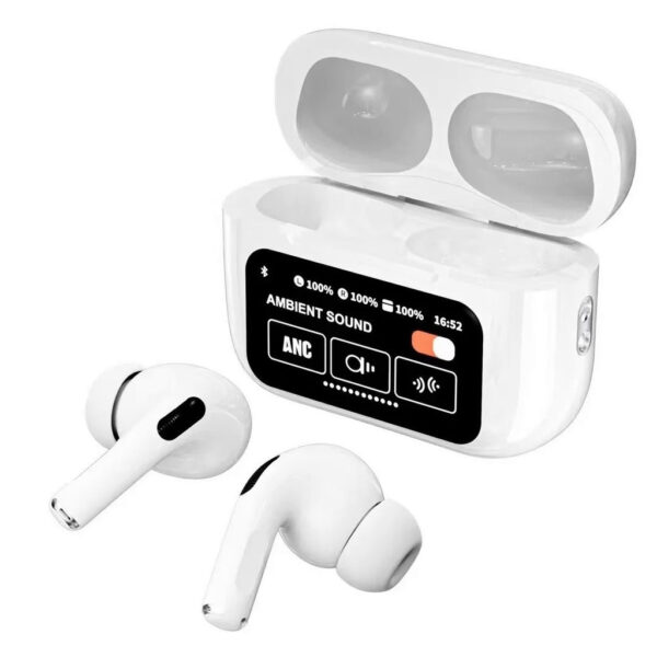 Nº0012 – A9 Pro Touch Screen ANC Fones De Ouvido Sem Fio TWS Ruído Cancelando O Fone Bluetooth 5.3 Suporte APP Longa Duração Da Bateria