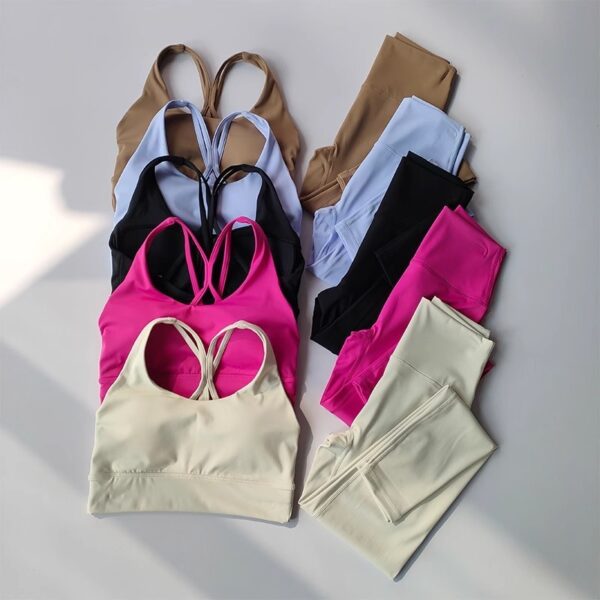 Nº0340 – Conjunto De 2pcs Fato De Yoga Sem Costura Ginástica Roupas Crop Top High Waist Legging Fitness Soutiens Fatos Esportivos