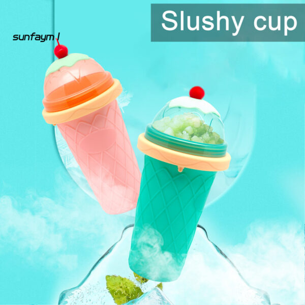 Nº0506 – SUNFA Copo Para Sorvete E Smoothie Cup Reutilizável Maker Portátil Slushie Com Colher De Palha Diy Milkshake Squeeze Camadas Duplas De Silicone