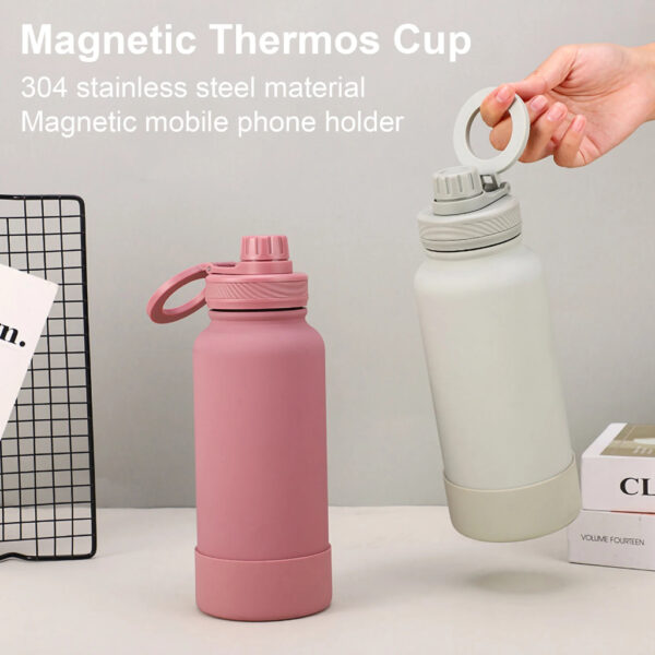 Nº0631 – Garrafa De Água Personalizada Para Entusiastas De Fitness Suporte Magnético Celular Copo Isolado Térmica Esportes